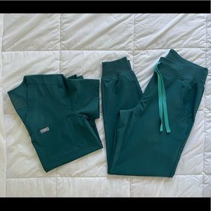 FIGS Caribbean Blue Set: XXS Catarina top, XS P Zamora joggers